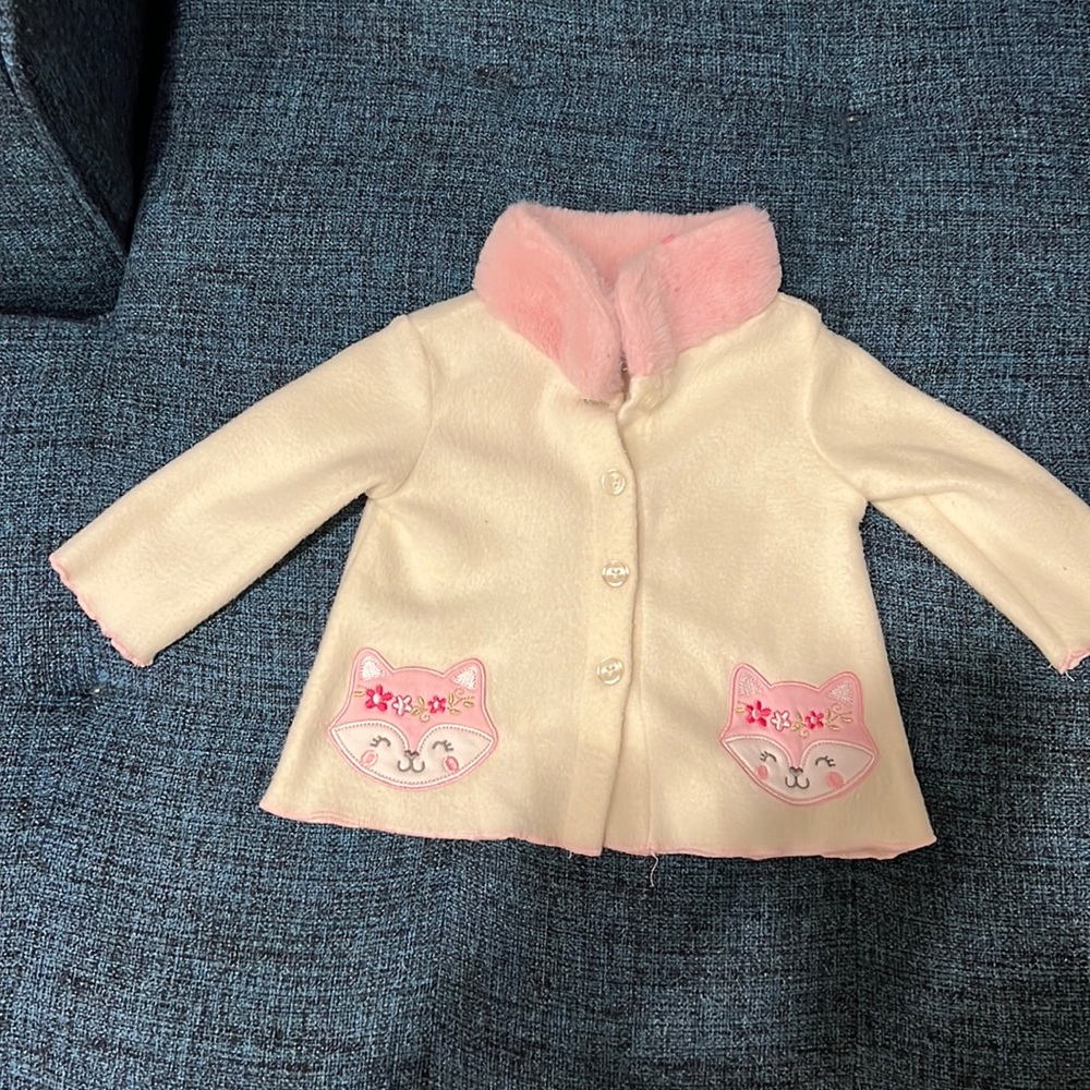 Fur neckline baby girl jacket